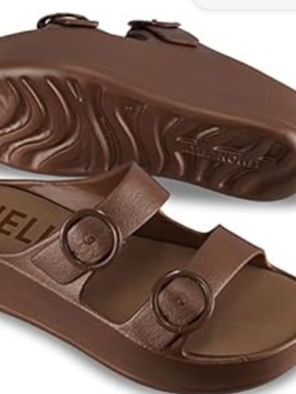 Comfortable Brown Women's Platform Double-Buckle Fenix Sandals 7.5 /8